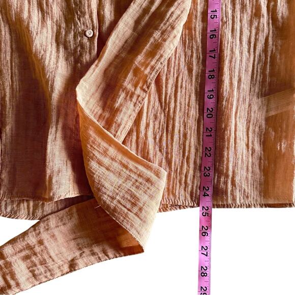 Zara Crinkle Blouse Sheer Romantic Spring Coastal Chic - Picture 4 of 15